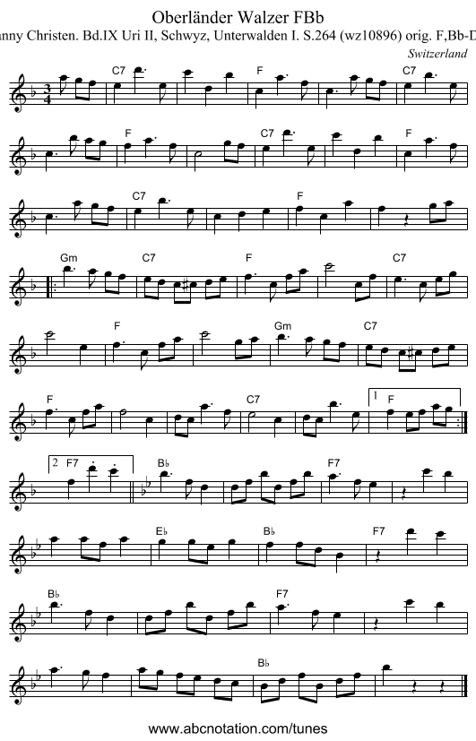 Oberl&auml;nder Walzer FBb - staff notation