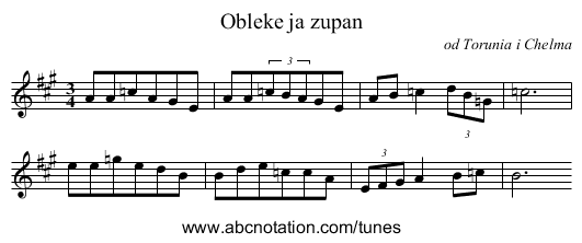 Obleke ja zupan - staff notation