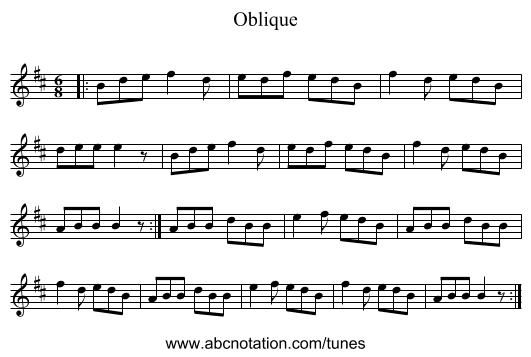 Oblique - staff notation
