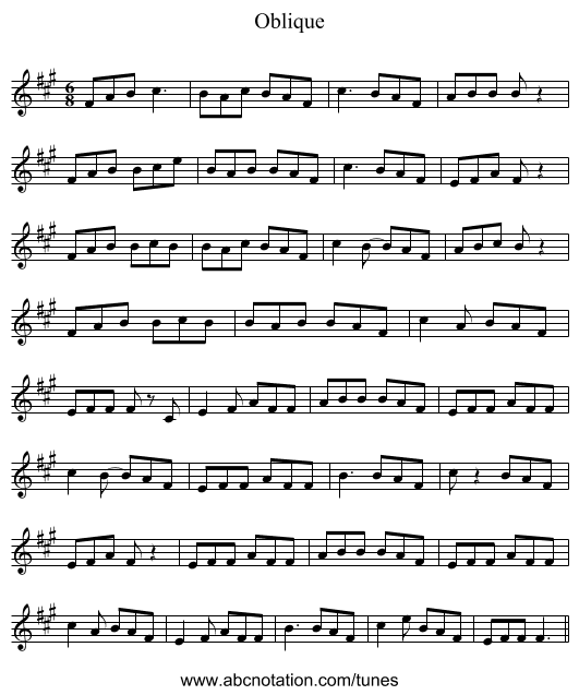 Oblique - staff notation