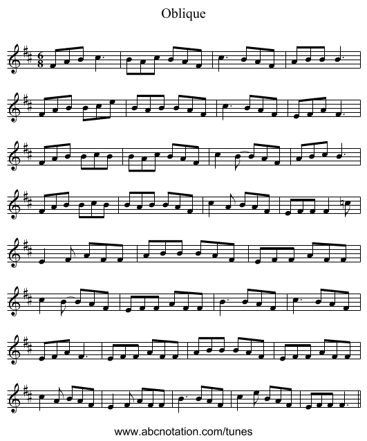 Oblique - staff notation