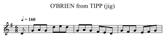 O'BRIEN from TIPP (jig) - staff notation