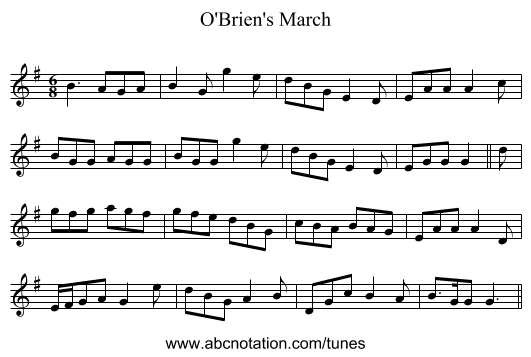 O'Brien's March - staff notation