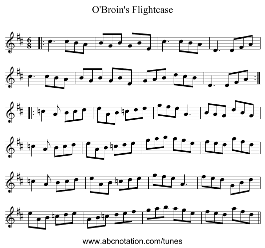 O'Broin's Flightcase - staff notation