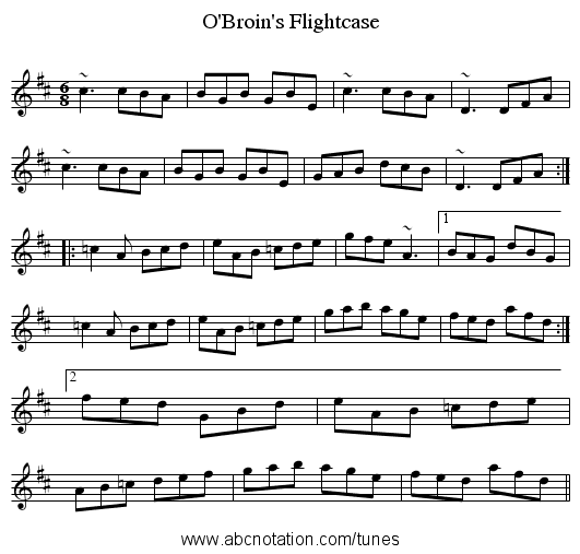 O'Broin's Flightcase - staff notation