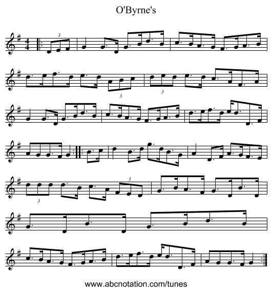 O'Byrne's - staff notation