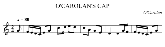O'CAROLAN'S CAP - staff notation