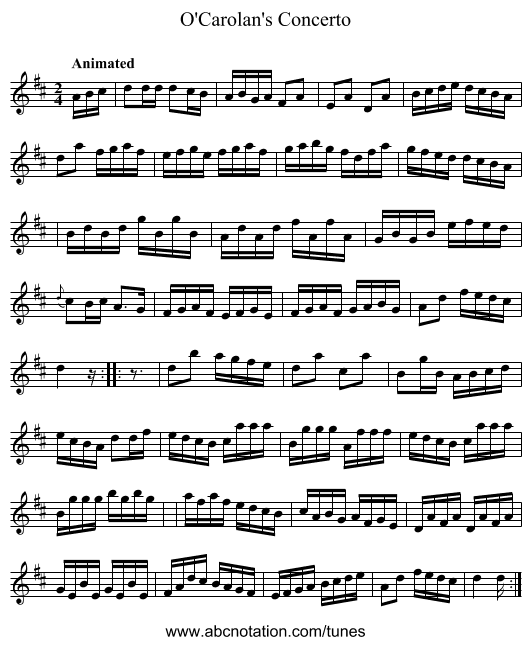 O'Carolan's Concerto - staff notation