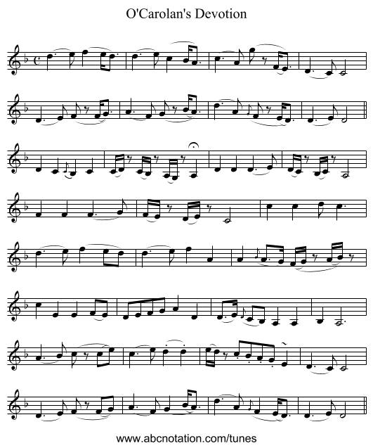 O'Carolan's Devotion - staff notation