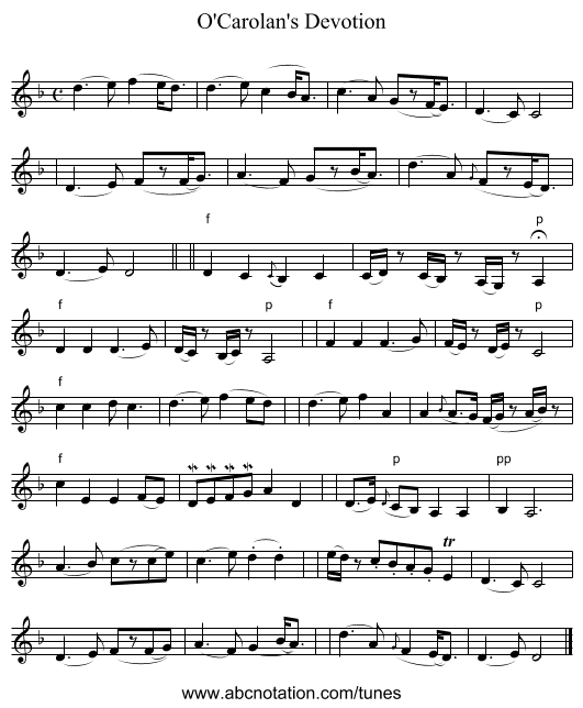 O'Carolan's Devotion - staff notation