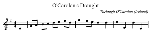 O'Carolan's Draught - staff notation