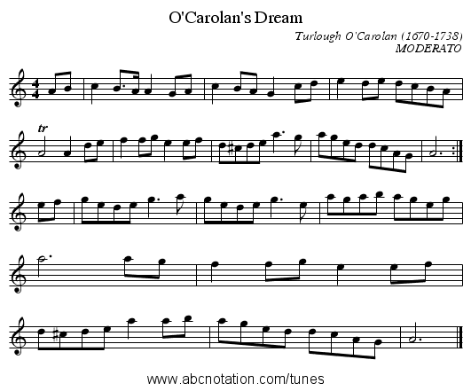 O'Carolan's Dream - staff notation