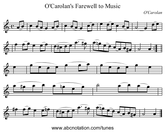 O'Carolan's Farewell to Music - staff notation