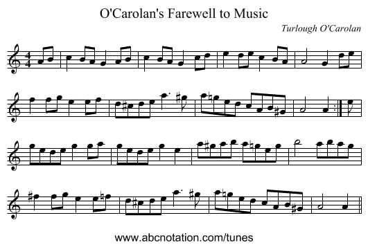 O'Carolan's Farewell to Music - staff notation