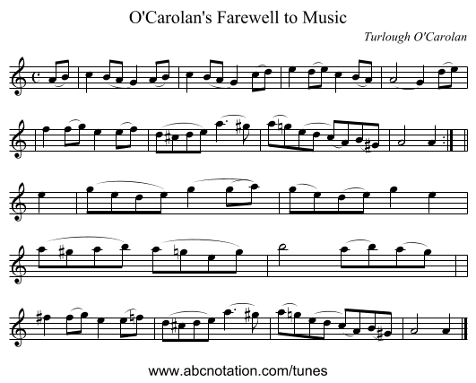 O'Carolan's Farewell to Music - staff notation