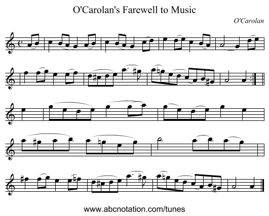 O'Carolan's Farewell to Music - staff notation