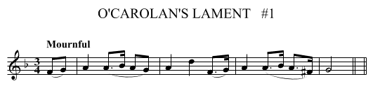 O'CAROLAN'S LAMENT   #1 - staff notation