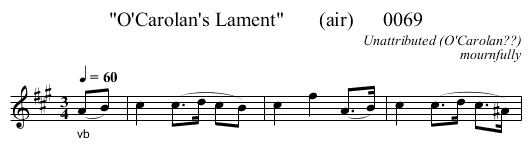 O'Carolan's Lament       (air)      0069 - staff notation