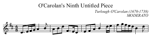 O'Carolan's Ninth Untitled Piece - staff notation