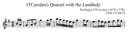 O'Carolan's Quarrel with the Landlady - staff notation
