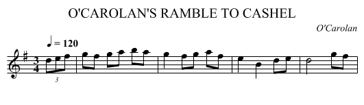 O'CAROLAN'S RAMBLE TO CASHEL - staff notation