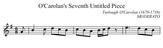 O'Carolan's Seventh Untitled Piece - staff notation