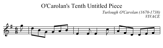 O'Carolan's Tenth Untitled Piece - staff notation