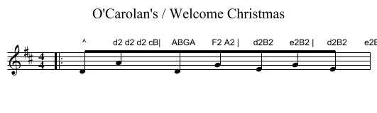 O'Carolan's / Welcome Christmas - staff notation