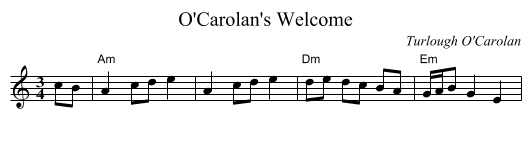 O'Carolan's Welcome - staff notation