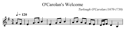 O'Carolan's Welcome - staff notation