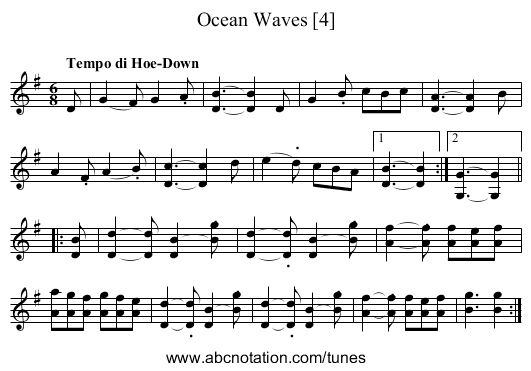 Ocean Waves [4] - staff notation