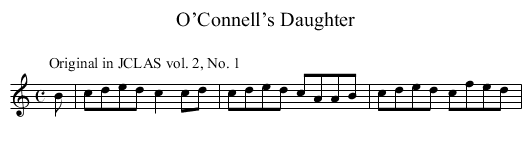O’Connell’s Daughter - staff notation