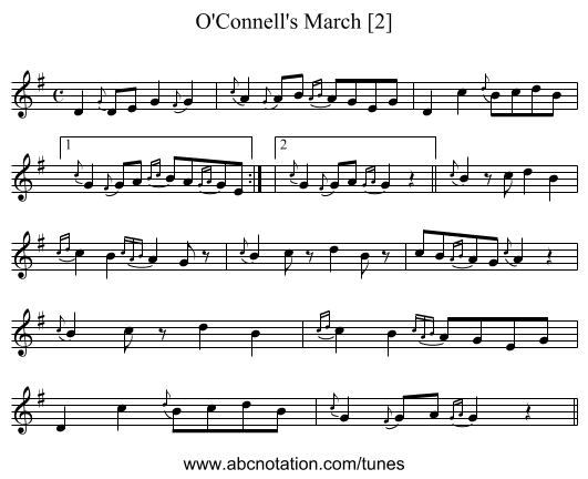 O'Connell's March [2] - staff notation