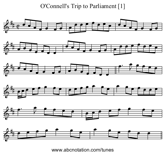 O'Connell's Trip to Parliament [1] - staff notation