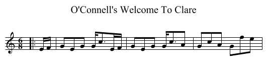 O'Connell's Welcome To Clare - staff notation