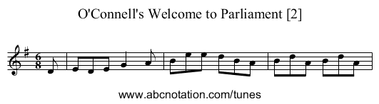 O'Connell's Welcome to Parliament [2] - staff notation