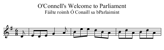 O'Connell's Welcome to Parliament - staff notation
