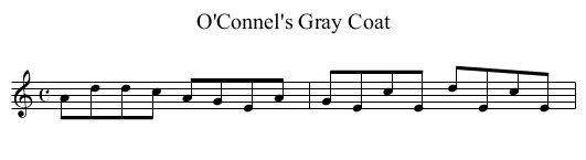 O'Connel's Gray Coat - staff notation
