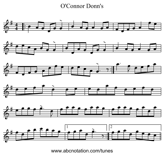 O'Connor Donn's - staff notation