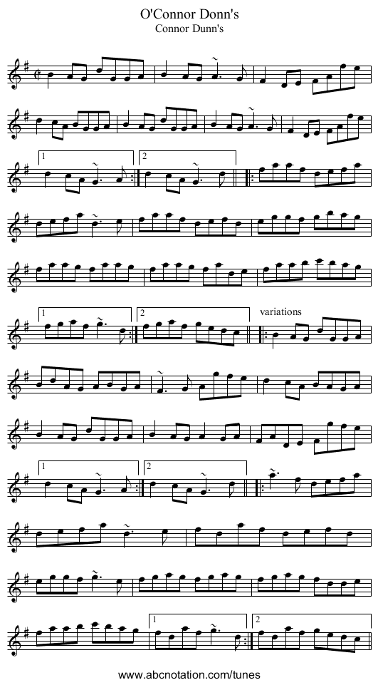 O'Connor Donn's - staff notation