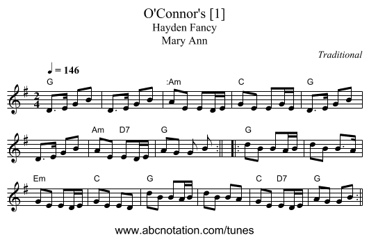 O'Connor's [1] - staff notation