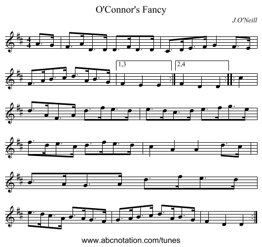 O'Connor's Fancy - staff notation