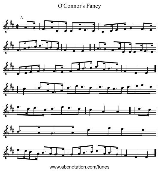 O'Connor's Fancy - staff notation