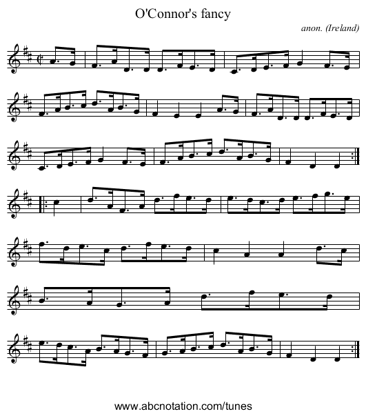 O'Connor's fancy - staff notation