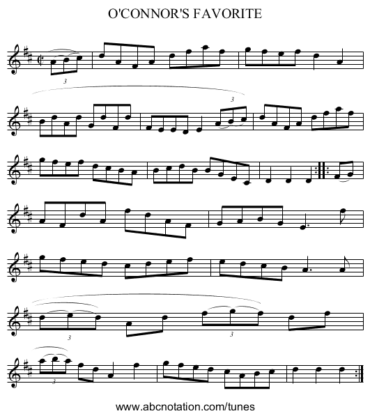 O'CONNOR'S FAVORITE - staff notation