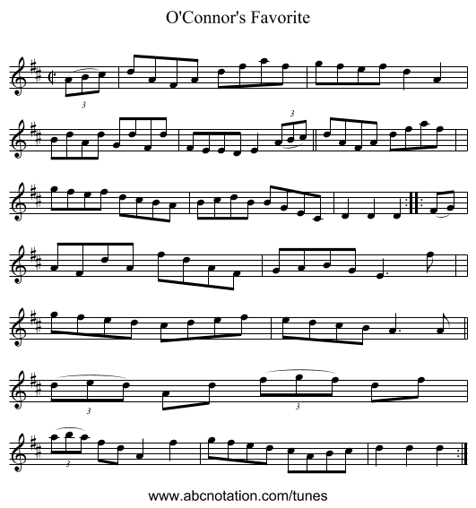 O'Connor's Favorite - staff notation