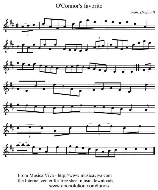 O'Connor's favorite - staff notation