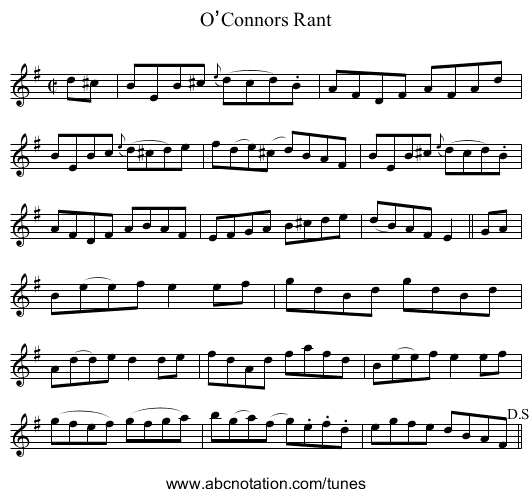 O’Connors Rant - staff notation