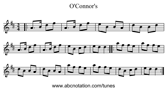 O'Connor's - staff notation