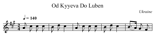 Od Kyyeva Do Luben - staff notation